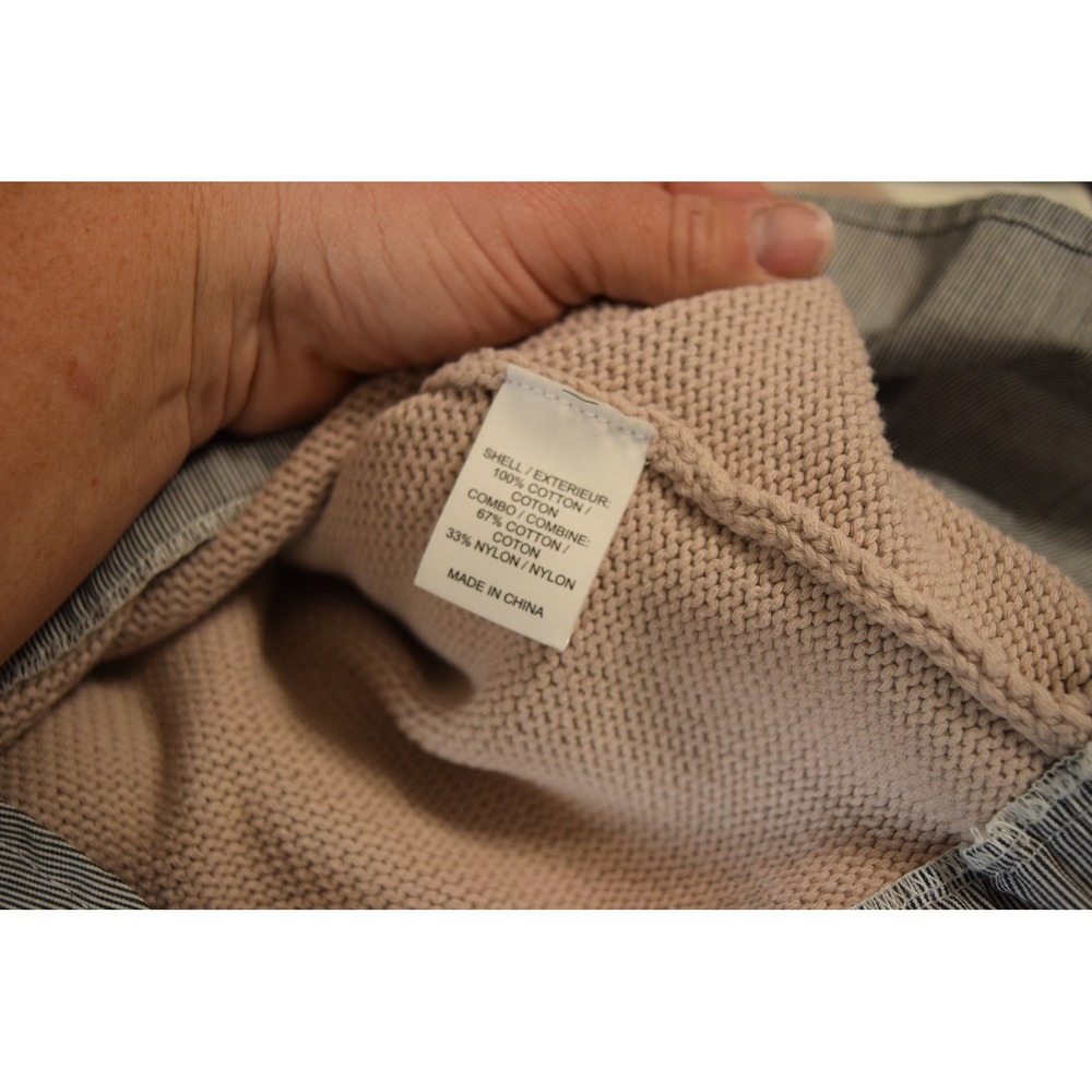 Brochu Walker Sweater Medium Beige Layered Look Pinstripe Hem Womens READ - Picture 5 of 7
